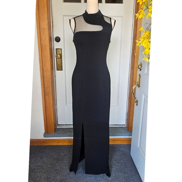 Donna Morgan Dresses & Skirts - Donna Morgan Illusion Mock Neck Sleeveless Front Slit Maxi Dress